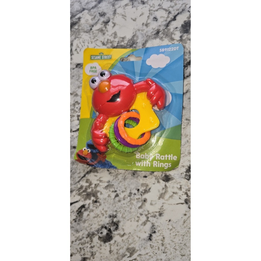 SESAME STREET BEGINNINGS ELMO RATTLE w/ RINGS TOY. 0-18M  RED/YELLOW